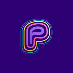 Colorful line P letter logo.