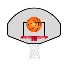 Realistic basketball ball and hoop icon. Vector illustration eps 10