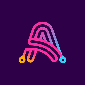 Multicolor A letter logo made of electric wire.