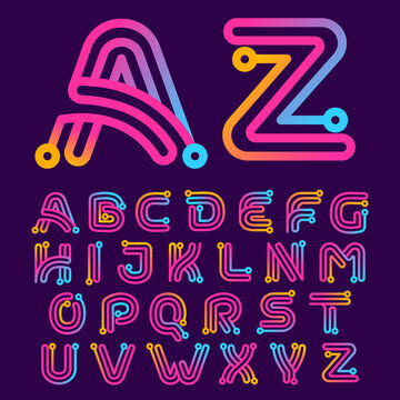 Multicolor alphabet made of electric wire.
