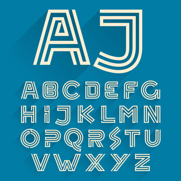 Maze alphabet made of three parallel lines.