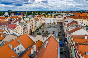 Pardubice, The Czech republic: View on Pernstein Square  from Green gate tower.