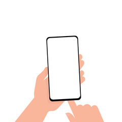 Icon mobile phone blank screen in hand. Vector illustration of eps 10