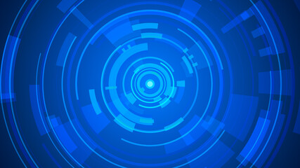 Circle blue technology Hi-tech dark background. Abstract graphic digital future concept design.
