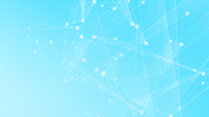 Abstract blue white polygon tech network with connect technology background. Abstract dots and lines texture background. 3d rendering.