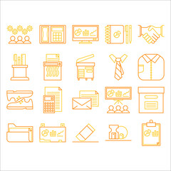 set icons office two color outline styles
