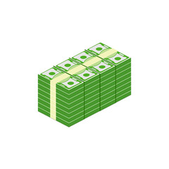 Packing icon of green banknotes. Vector illustration eps 10