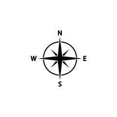 Flat black compass icon. Vector illustration eps 10
