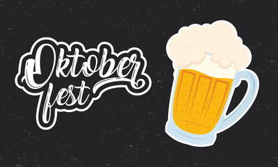 oktoberfest party lettering in poster with beer jar