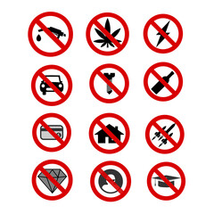 Set of forbidden icons. Vector illustration eps 10