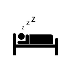 Icon of man sleeping on the bed. Vector illustration eps 10