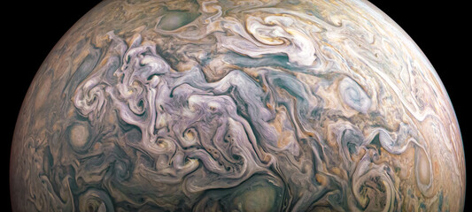 Jupiter planet in outer space close-up. Elements of image furnished by NASA. - obrazy, fototapety, plakaty