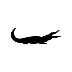Naklejka premium Alligator black sign icon. Vector illustration eps 10
