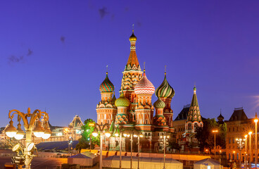 Fototapeta na wymiar Cathedral of Vasily the Blessed (Saint Basil's Cathedral) on Red Square at night, Moscow, Russia