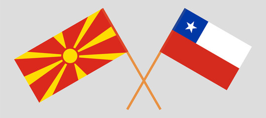 Crossed flags of North Macedonia and Chile
