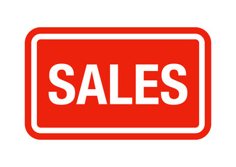Sales sign illustration in red color and white background
