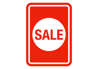 Sales sign illustration in red color and white background