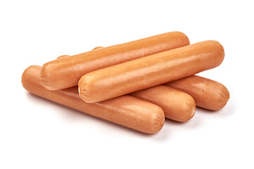 Boiled sausages, isolated on white background