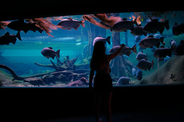SHADE OF GIRL IN AQUARIUM