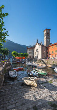 [Torno, Como - Aug 2020] Torno, colorful and picturesque village on Lake Como. Lombardy, Italy.