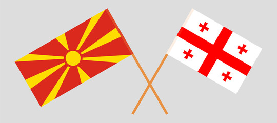 Crossed flags of North Macedonia and Georgia