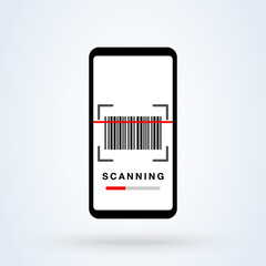 QR code smartphone scanner linear icon. Mobile barcode reader. Electronic digital payment with smartphone.Vector design for website. Simple modern icon design illustration.