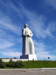High concrete monument sculpture of a soviet soldier Alyosha,the Great Patriotic war