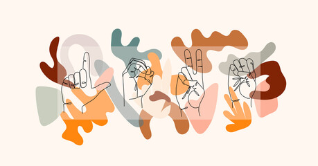 Colorful I Love You sign hand gesture. Abstract valentine's day facebook cover design illustration