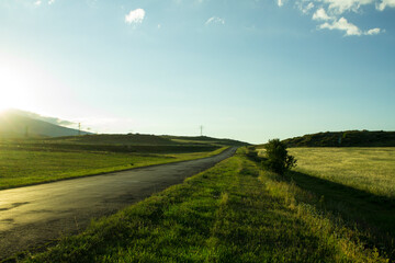 long road and fields