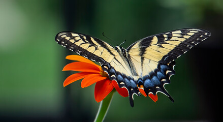 Swallowtail butterfly on Tithonia flower