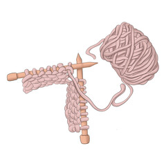 Knitting Background Hand Drawn Illustration	