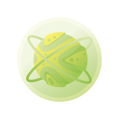 planet or asteroid of the solar system green color on white background