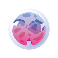 planet or asteroid of the solar system pink color on white background