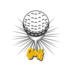 golf label with golf ball on white background