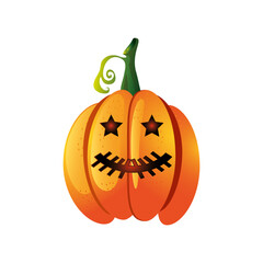 pumpkin with happy face for halloween in white background