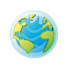 planet earth of solar system on white background