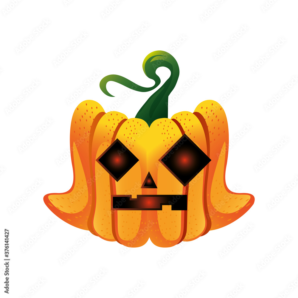 Canvas Prints pumpkin with mystery face for halloween over white background