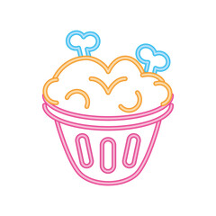 pot with magic potion in neon light for halloween