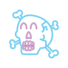 skull in neon light for halloween