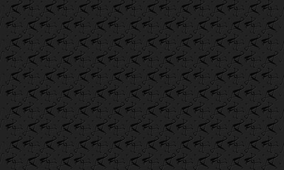 Original trendy pattern of abstract geometric shapes with indented outline. Vector graphics on a black background.