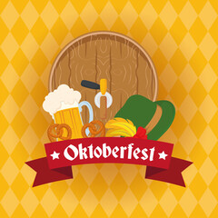 oktoberfest party lettering in ribbon with