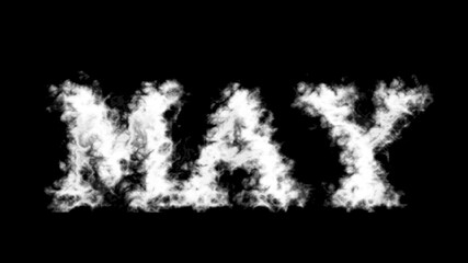 May cloud text effect black isolated background. animated text effect with high visual impact. letter and text effect. 