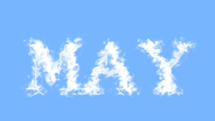May cloud text effect sky isolated background. animated text effect with high visual impact. letter and text effect. 