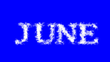 June cloud text effect blue isolated background. animated text effect with high visual impact. letter and text effect. 