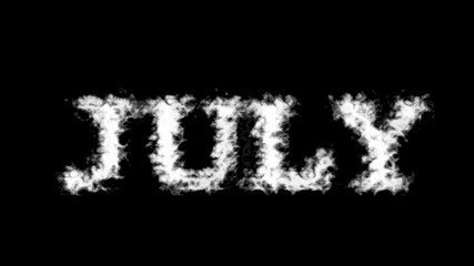 July cloud text effect black isolated background. animated text effect with high visual impact. letter and text effect. 
