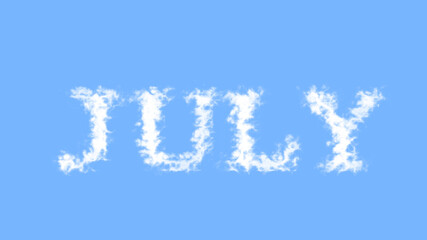 July cloud text effect sky isolated background. animated text effect with high visual impact. letter and text effect. 