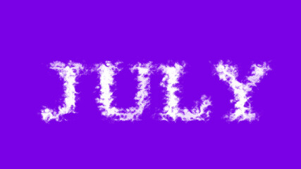 July cloud text effect violet isolated background. animated text effect with high visual impact. letter and text effect. 