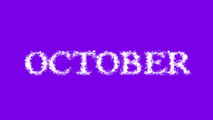 October cloud text effect violet isolated background. animated text effect with high visual impact. letter and text effect. 