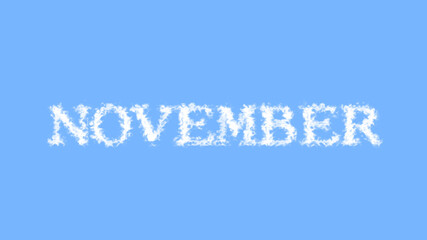 November cloud text effect sky isolated background. animated text effect with high visual impact. letter and text effect. 