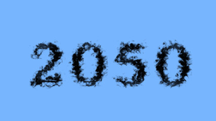 2050 smoke text effect sky isolated background. animated text effect with high visual impact. letter and text effect. 